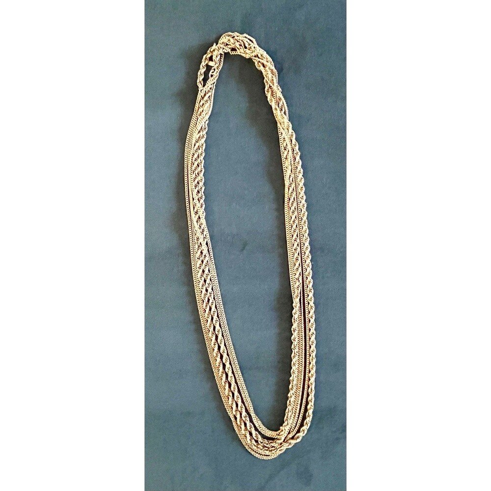 Gold Tone Chain Necklace Rope Vintage Monet 60" 3 Strains Extra Long